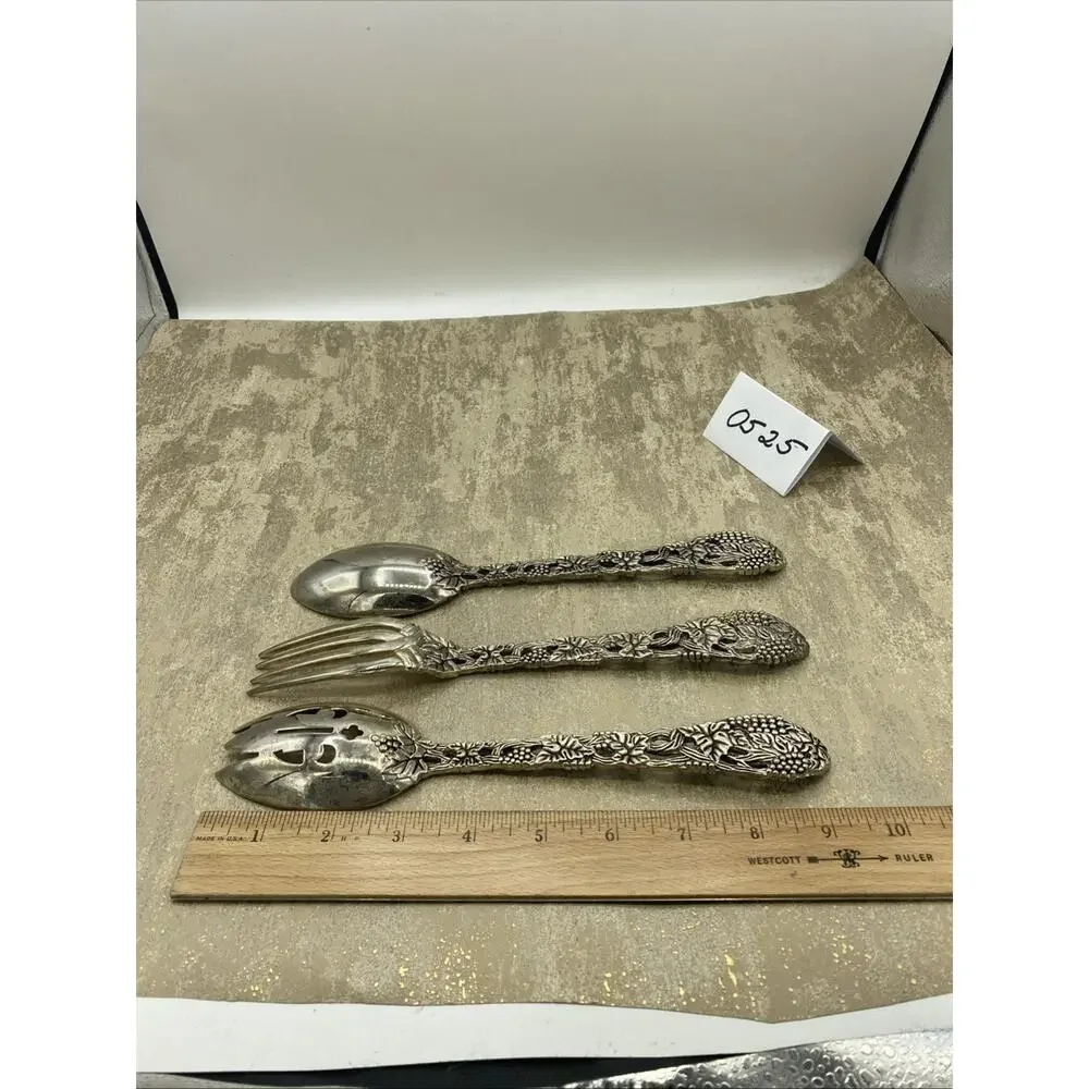 Godinger Made for Neiman Marcus, Grapevine Silver Plated 3 Piece Serving Set 9”